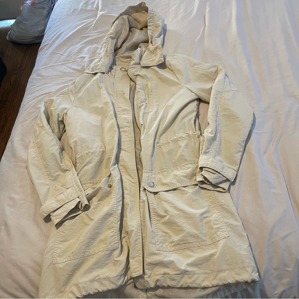 Beige Hooded Women’s Utility Jacket - Picture 2 of 7